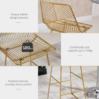 HOMCOM Set 2 scaune inalte, Suport pentru picioare, 53x56x110cm, Auriu(m-5)