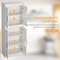 HOMCOM Armário de Cozinha Móvel Auxiliar de Cozinha com 4 Portas e 5 Prateleiras Estilo Moderno Anti-Tombo 60x36x168cm Branco(m-6)