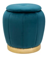 Pouf Contenitore Paris Ottanio/Gold cm Ø 43X43(m-1)