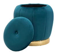 Pouf Contenitore Paris Ottanio/Gold cm Ø 43X43(m-5)