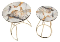 Tavolinetti Abstract Top -B- Coppia cm Ø 37X51-25X46(m-2)