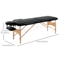 HOMCOM Birchwood Lightweight Portable Massage Table with Arm Rest Black(m-3)