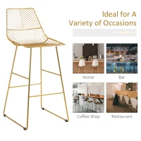 HOMCOM Set 2 scaune inalte, Suport pentru picioare, 53x56x110cm, Auriu(m-7)