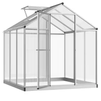Outsunny Greenhouse w/ Sliding Door Window Glavanized Base 4mm PC Panels Aluminium Frame 195x182cm Outdoor(m-1)
