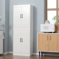 HOMCOM Armário de Cozinha Móvel Auxiliar de Cozinha com 4 Portas e 5 Prateleiras Estilo Moderno Anti-Tombo 60x36x168cm Branco(m-2)