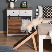 PawHut Dog Steps Pet Stairs 2 In 1 Convertible Dog Ramp Portable Foldable 3 Steps Cat Ladder for Bed Couch Car 60 x 47 x 50 cm(m-15)