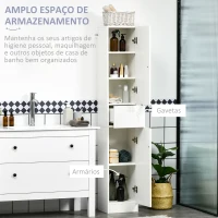kleankin Coluna Casa de Banho com 1 Gaveta e 5 Prateleiras Coluna Casa de Banho de Estilo Moderno 30x28x170cm Branco(m-5)