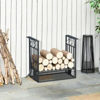 HOMCOM Suport lemne 4 scule din otel Max. 100kg negru(m-11)