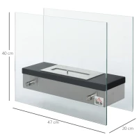 HOMCOM Kominek na Bioetanol z Eleganckim Designem, 1,5L Pojemność, Bez Dymu, Srebrno-Czarny(m-3)