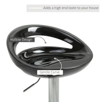 HOMCOM set 2 scaune de bar, plastic ABS, negru(m-6)