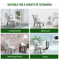 HOMCOM Single Sofa Home Living Room Fabric Solid Wood Leg Upholstered Dining Chair W/ Pillow-Grey(m-5)