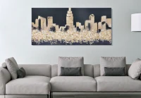 Dipinto Su Tela Golden City cm 150X3,8X70(m-5)
