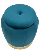 Pouf Contenitore Paris Ottanio/Gold cm Ø 43X43(m-2)