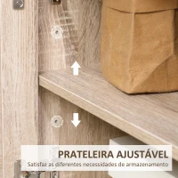 HOMCOM Mesa de Cabeceira com 1 Porta de Vime e Prateleira Interior Ajustável para Dormitório Sala de Estar 48x40x58cm Carvalho(m-6)