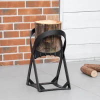 Outsunny Manual Wood Splitter made of Carbon Steel Firewood Splitter, Quick Firewood Splitting Tool Easy to Use for Camping Outdoor Black 24.4 x 20.8 x 37.4 cm(m-10)