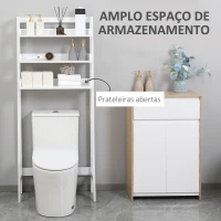 kleankin Prateleiras sobre Sanita Prateleiras de Armazenamento para Casa de Banho Lavanderia Anti-Tombo 63,5x28x156,2cm Branco(m-4)