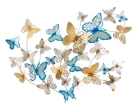 Pannello Da Muro Butterflies Oro/Celeste cm 132X3,5X95,5(m-1)