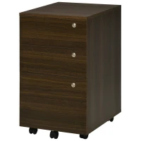 Vinsetto Schedario Portadocumenti per Studio e Ufficio in MDF con 3 Cassetti e Ruote, 40x50x68.5 cm, Marrone(m-11)