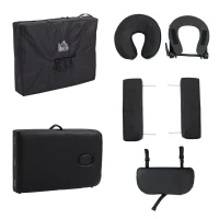 HOMCOM Birchwood Lightweight Portable Massage Table with Arm Rest Black(m-9)