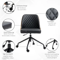 Vinsetto Office Chair Desk Chair Swivel Chair Home Office Chair Height-Adjustable Ergonomic 360° Swivel Wheels Foam PU Black 48.5 x 54.5 x 81-87 cm(m-6)