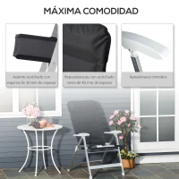 Outsunny Silla de Jardín Plegable Portátil de Aluminio con Respaldo Alto Ajustable en 7 Posiciones y Reposacabezas Acolchado para Exterior Terraza Camping 75x61,5x114,5 cm Negro(m-7)
