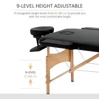 HOMCOM Birchwood Lightweight Portable Massage Table with Arm Rest Black(m-4)