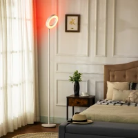 HOMCOM Candeeiro de Pé Inteligente com Wi-Fi Funciona com Alexa Assistente Google Ecrã Giratório 350° Ø25x168cm Branco(m-2)