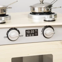 HOMCOM Childrens Toy Kitchen,  Wooden w/Wheels Sink Cooking Bench Drawers(m-10)