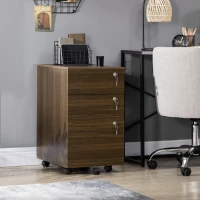 Vinsetto Schedario Portadocumenti per Studio e Ufficio in MDF con 3 Cassetti e Ruote, 40x50x68.5 cm, Marrone(m-10)