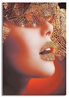 Stampa Su Tela Lady Face W/Leaf cm 80X3,8X120(m-1)