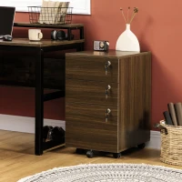 Vinsetto Schedario Portadocumenti per Studio e Ufficio in MDF con 3 Cassetti e Ruote, 40x50x68.5 cm, Marrone(m-2)