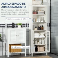 kleankin Armário Alto de Casa de Banho com 2 Portas de Vidro e 3 Prateleiras Armário Auxiliar Estilo Moderno 53x30x162cm Branco(m-4)