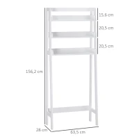 kleankin Prateleiras sobre Sanita Prateleiras de Armazenamento para Casa de Banho Lavanderia Anti-Tombo 63,5x28x156,2cm Branco(m-3)