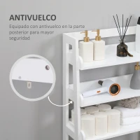 kleankin Estantería sobre Inodoro WC Mueble de 3 Niveles Estante de Almacenamiento para Baño 63,5x28x156,2 cm Blanco(m-5)