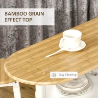 HOMCOM 3 Piece Bar Table Set, Breakfast Bar table and Stools with Storage Shelf, Drawer, Wire Basket and Wine Rack for Kitchen, Home Bar, Natural and White(m-6)