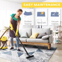 HOMCOM Modern Grey Rug, Geometric Area Rugs Large Carpet for Living Room, Bedroom, Dining Room, 80x150 cm(m-7)