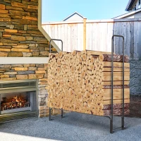 Homcom Scaffale Porta Legna da Interno per Camino in Ferro Nero, 122x35x122cm(m-9)