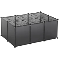 PawHut 22 Panels DIY Pet Playpen, Guinea Pig Cage Small Animal Cage for Rabbit, Chinchilla, with Door Bottom, Grey(m-1)