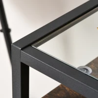 HOMCOM Entryway Console Table Desk with Drawers, Toughened Glass Shelf, 3D Wood Grain(m-10)