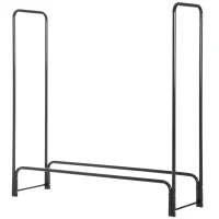 Homcom Scaffale Porta Legna da Interno per Camino in Ferro Nero, 122x35x122cm(m-1)