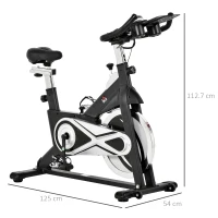HOMCOM Cyclette Spin Bike con Volano 18kgAltezza e Resistenza Regolabile con Supporto per Cellulare e Display LCD Nero(m-3)
