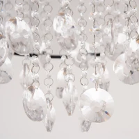 HOMCOM Modern Crystal Chandelier Flush Mount Ceiling Light with Drum Shade, 40cm, for Living Room, Bedroom, Dining Room, Silver(m-8)