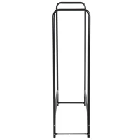 Homcom Scaffale Porta Legna da Interno per Camino in Ferro Nero, 122x35x122cm(m-7)