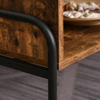 HOMCOM Industrial Coffee Table with Storage, Centre Table with Mesh Drawer, Open Shelf and Metal Legs for Living Room, Rustic Brown(m-8)