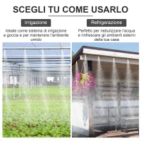 Outsunny Kit Nebulizzatore da Giardino con 11 Ugelli Ottone, Sistema Raffreddamento/ Irrigazione a Goccia, Tubo 9M in PP(m-4)