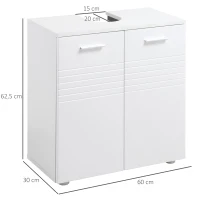 kleankin Under Sink Cabinet, Bathroom Vanity Unit, Pedestal Under Sink Design, Storage Cupboard with Adjustable Shelf, High Gloss, White(m-3)