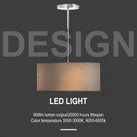 HOMCOM Modern LED Pendant Light Chandelier Ceiling Lights with 3 Colour, Metal Round Base, 3500K/4500K/ 6500K, for Living Room, Bedroom, Office, Entrance, Grey(m-5)