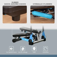 HOMCOM Stepper cu rasucire, aparat de exercitii cardio cu benzi elastice si maner, ecran LCD pentru sala de gimnastica, birou acasa, albastru(m-5)