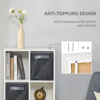 HOMCOM Modern Bookcase with 6 Cubes, Bookshelf, Free Standing Display Cabinet, Storage Unit for Home, Office, Living Room, Study, White(m-5)