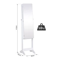 HOMCOM Dulapior Cutie de bijuterii cu Oglinda si Iluminare LED Automata, Alb, 30x146x36 cm(m-3)